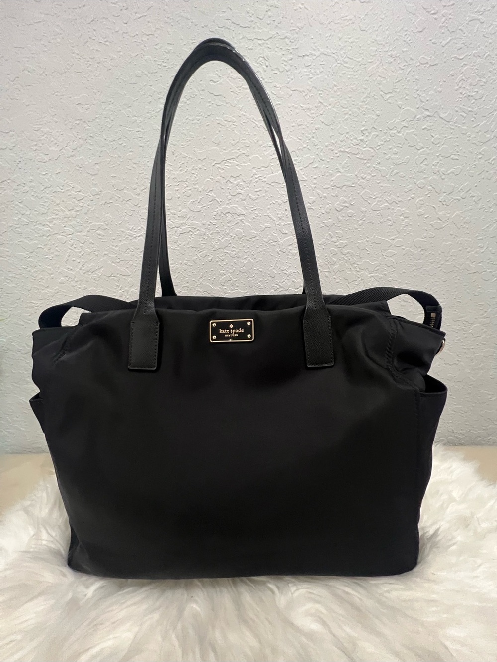 kate spade Black Nylon Tote with Leather Handles